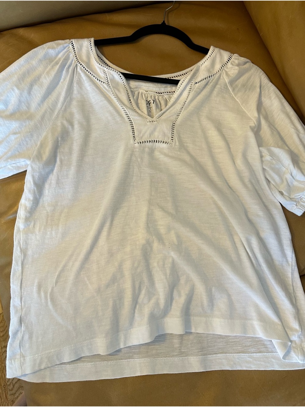 LOFT White Short-Sleeve V-Neck Cotton Top
